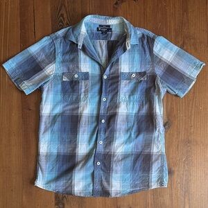 Cremieux Casual Blue and White Plaid Button Down Shirt Slim Fit